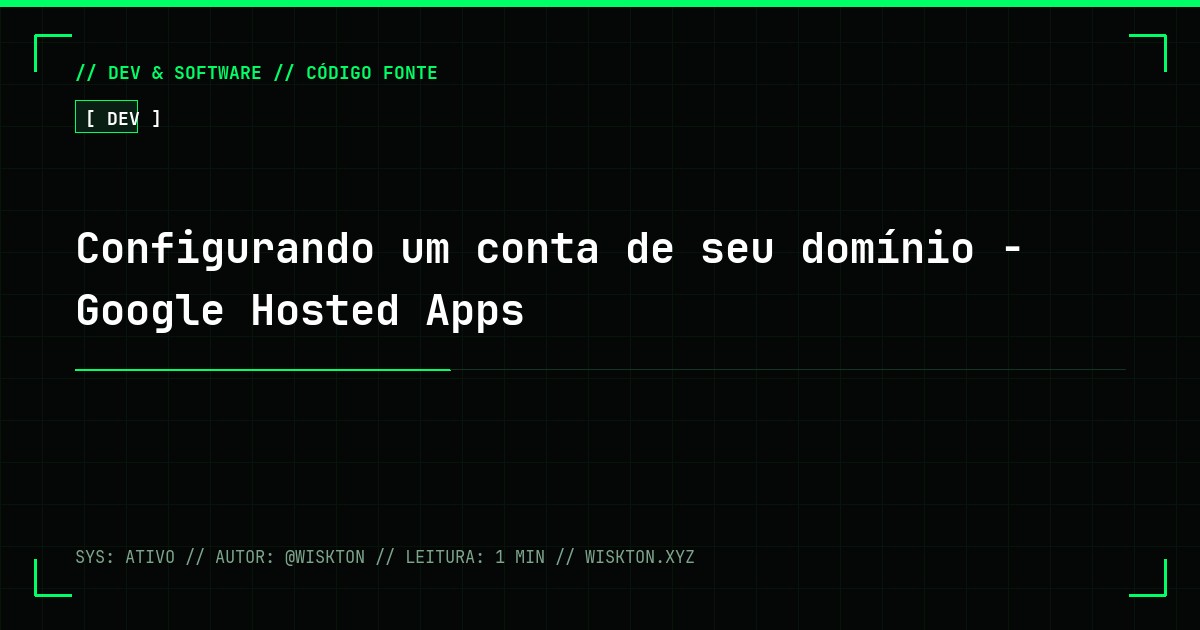 Configurando um conta de seu domínio - Google Hosted Apps