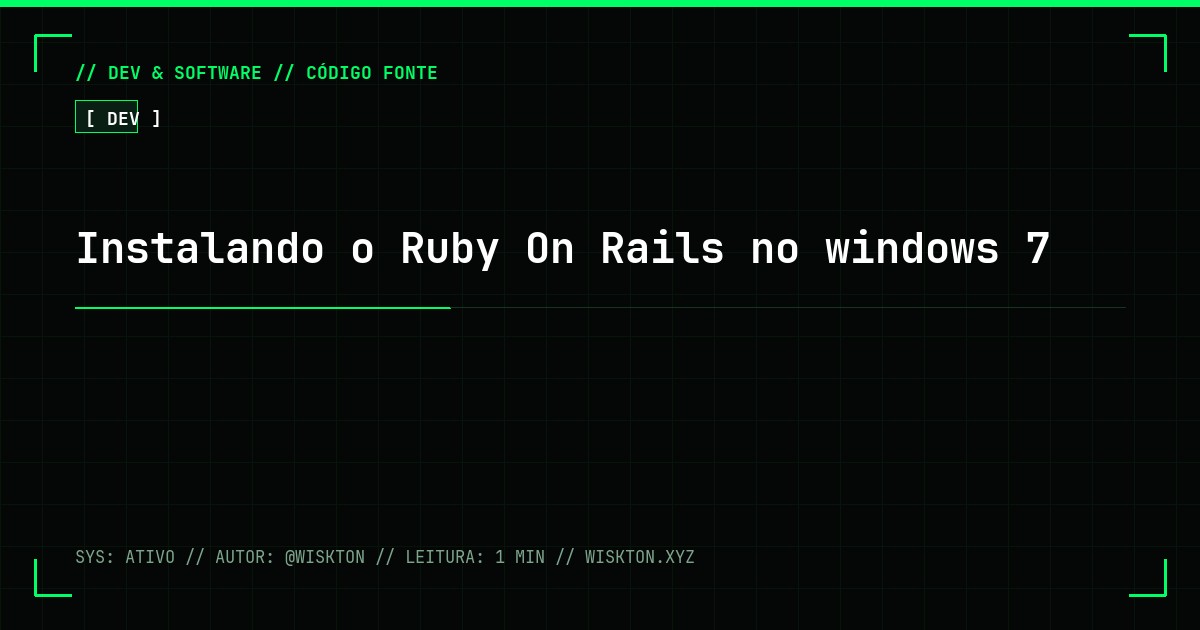 Instalando o Ruby On Rails no windows 7